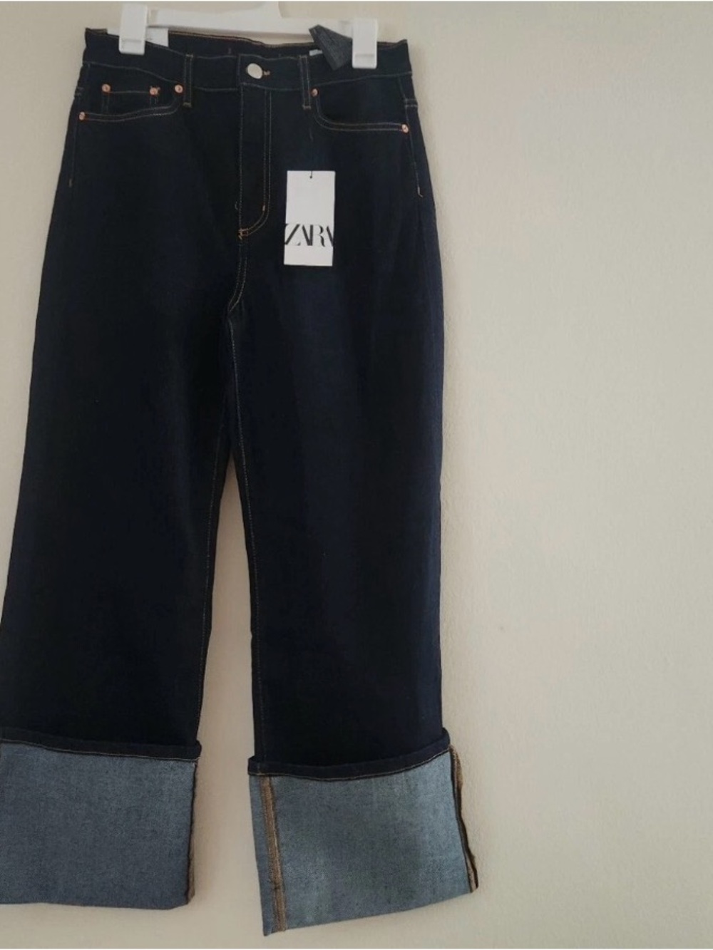 ZARA STRAIGHT CUT HIGH WAIST JEANS ZW COLLECTION BLUE Sz 8 BNWT
